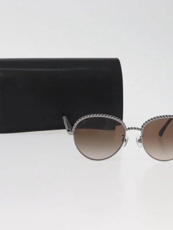 CHANEL Sunglasses metal Silver CC Auth 176091A main image 13